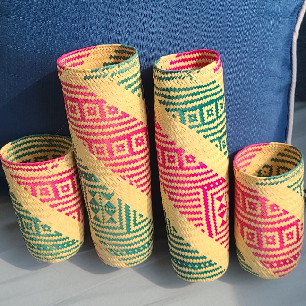 Set of vintage wicker bottle holders - Picture 3 of 7